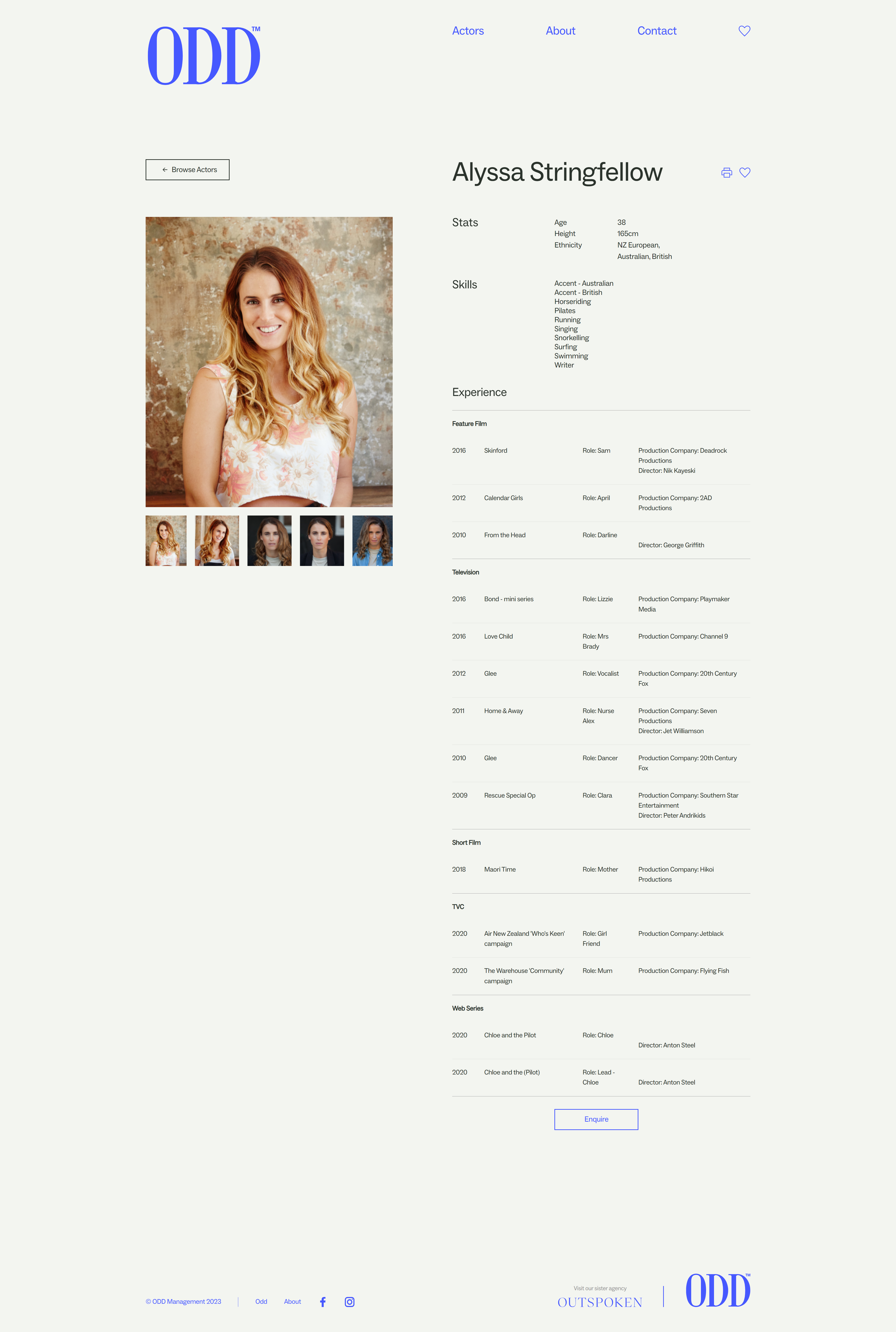 website talent profile